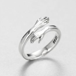 Love Hug Couple Open Adjustable Ring