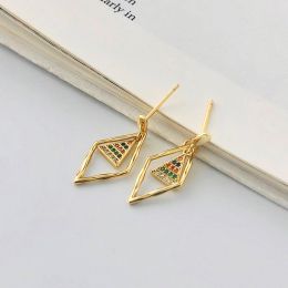 S925 Sterling Silver Stud Earrings Colored Zircon Diamond Earrings