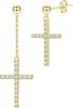 S925 Sterling Cross Dangle Drop Stud Earrings 14K Gold Plated Pendant Chain Earrings For Women Men Cubic Zirconia Cross Earrings Punk Jewelry