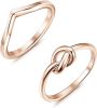 2 Pcs Stainless Engagement Rings for Women Thumb Love Knot Ring Size 4