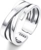 925 Sterling Adjustable Vintage Ring for Women Men Wrap Wide Statement Ring Open Stackable Thumb Punk Rings Size 6