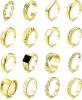 16 Pcs Thick Dome Chunky Rings for Women Adjustable Rings Knuckle Stackable Open Finger Thumb Rings Minimalist Statement Rings Set