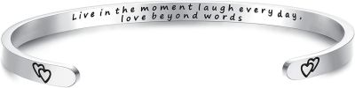 Inspirational Bracelets for Women; Motivational Mantra Bangle; 4MM Friendship Bracelets Personalized Gift with Box