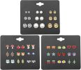 27 Pairs Multiple Stud Earrings for Women Girls Cute Animal-Face Crystals and Faux Pearl Earrings Set