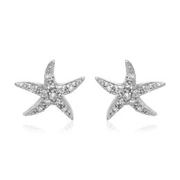 Sterling Silver Starfish Earrings with Cubic Zirconias