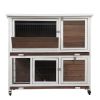 2-Tier Wooden Rabbit Hutch with Wheels, Indoor/Outdoor Pet House with Removable Tray