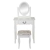 Vanity Table and Chair Set, Makeup Dressing Table with 360Ã‚Â° Rotating Mirror and Large Drawer