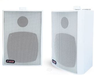 Outdoor Speaker Wired Waterproof Speaker Mounts Indoor Steel Easy Wall Patio Garage Home 2PCS 5 Core 13T BL Ratings (White)