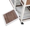 2-Tier Wooden Rabbit Hutch with Wheels, Indoor/Outdoor Pet House with Removable Tray