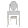 Vanity Table and Chair Set, Makeup Dressing Table with 360Ã‚Â° Rotating Mirror and Large Drawer