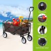 YSSOA Rolling Collapsible Garden Cart Camping Wagon; with 360 Degree Swivel Wheels &amp; Adjustable Handle; 220lbs Weight Capacity; Brown
