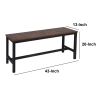 Wooden Top Indoor Bench with Metal Legs; Set of 2; Rustic Brown and Black; DunaWest