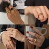 16 Pcs Thick Dome Chunky Rings for Women Adjustable Rings Knuckle Stackable Open Finger Thumb Rings Minimalist Statement Rings Set