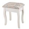 Vanity Table and Chair Set, Makeup Dressing Table with 360Ã‚Â° Rotating Mirror and Large Drawer