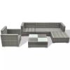 vidaXL 6 Piece Patio Lounge Set with Cushions Poly Rattan Gray