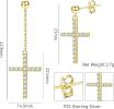 S925 Sterling Cross Dangle Drop Stud Earrings 14K Gold Plated Pendant Chain Earrings For Women Men Cubic Zirconia Cross Earrings Punk Jewelry