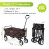 YSSOA Rolling Collapsible Garden Cart Camping Wagon; with 360 Degree Swivel Wheels &amp; Adjustable Handle; 220lbs Weight Capacity; Brown