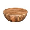 Mango Wood Coffee Table In Round Shape Dark Brown; DunaWest