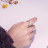 You are My Sunshine Ring 18K Gold Plated Sterling Sunflower Open Band Rings for Women Adjustable Size 9
