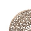 30 Inch Round Wooden Carved Wall Art with Intricate Cutouts; Distressed White