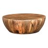 Mango Wood Coffee Table In Round Shape Dark Brown; DunaWest