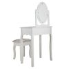 Vanity Table and Chair Set, Makeup Dressing Table with 360Ã‚Â° Rotating Mirror and Large Drawer