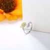 You are My Sunshine Ring 18K Gold Plated Sterling Sunflower Open Band Rings for Women Adjustable Size 9