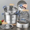 ASD;  Three-layer multi-bottom stainless steel steamer;  Heightened;  Large capacity;  No smell;  Easy to store;  32cm