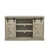 Farmhouse Sliding Barn Door TV Stand for TV up to 65 Inch Flat Screen Media Console Table Storage Cabinet Wood Entertainment Center Sturdy; Gray