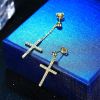 S925 Sterling Cross Dangle Drop Stud Earrings 14K Gold Plated Pendant Chain Earrings For Women Men Cubic Zirconia Cross Earrings Punk Jewelry