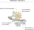 You are My Sunshine Ring 18K Gold Plated Sterling Sunflower Open Band Rings for Women Adjustable Size 9