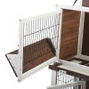 2-Tier Wooden Rabbit Hutch with Wheels, Indoor/Outdoor Pet House with Removable Tray