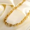 18k Gold Plated Stainless Steel Jewelry Handmade U Shape Chain Necklace Geometric Punk
