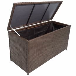 vidaXL Patio Storage Box Brown 47.2"x19.7"x23.6" Poly Rattan