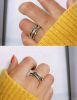 925 Sterling Adjustable Vintage Ring for Women Men Wrap Wide Statement Ring Open Stackable Thumb Punk Rings Size 6