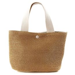 Wholesale Hand Knitted Round Straw Beach Bag (Color: Beige 3)
