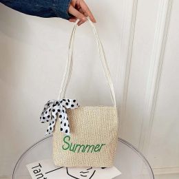 Wholesale Ladies Straw Vintage Shoulder Bags (Color: milky)
