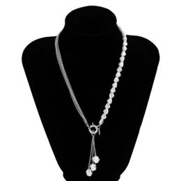Wholesale irregular pearl pendant necklace (Color: Silver Color 17053024)