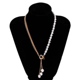 Wholesale irregular pearl pendant necklace (Color: Gold Color 361180)