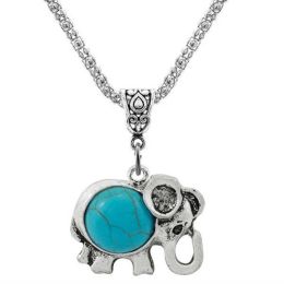 Wholesale starfish butterfly owl elephant turquoise peacock necklace (Color: elephant 200003759)