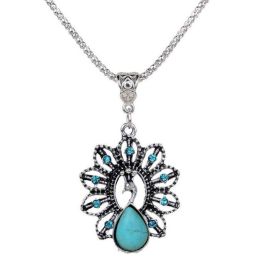 Wholesale starfish butterfly owl elephant turquoise peacock necklace (Color: peacock 361181)
