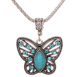 Wholesale starfish butterfly owl elephant turquoise peacock necklace (Color: butterfly 361187)