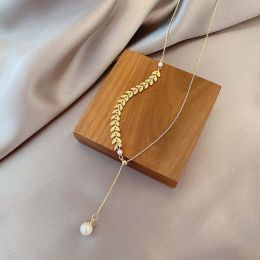 Wholesale Metal Wheat Ear Pendant Jewelry Necklace Set (Color: necklace)