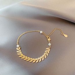 Wholesale Metal Wheat Ear Pendant Jewelry Necklace Set (Color: bracelets)
