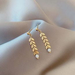 Wholesale Metal Wheat Ear Pendant Jewelry Necklace Set (Color: earrings)