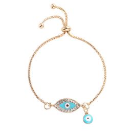 Personality Flash Diamond Devil's Eye Bracelet Ethnic Style Jewelry (Color: B-Light Blue)