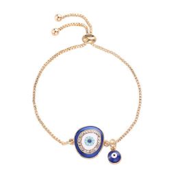 Personality Flash Diamond Devil's Eye Bracelet Ethnic Style Jewelry (Color: A-Dark Blue)