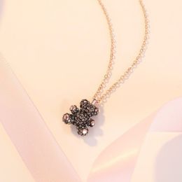 Fashion Diamond Necklaces Bear Clavicle Chain (Color: Black)
