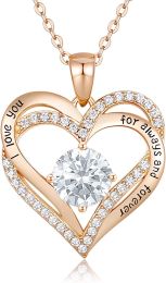 Heart Pendant Necklaces for Women 925 Sterling Silver (Color: Sliver-09-Sept)