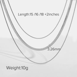 Triple Snake Chain Necklace Women's Stacked Jewelry 14k Gold Plated Stainless Steel (select: JDBDK827-silver)